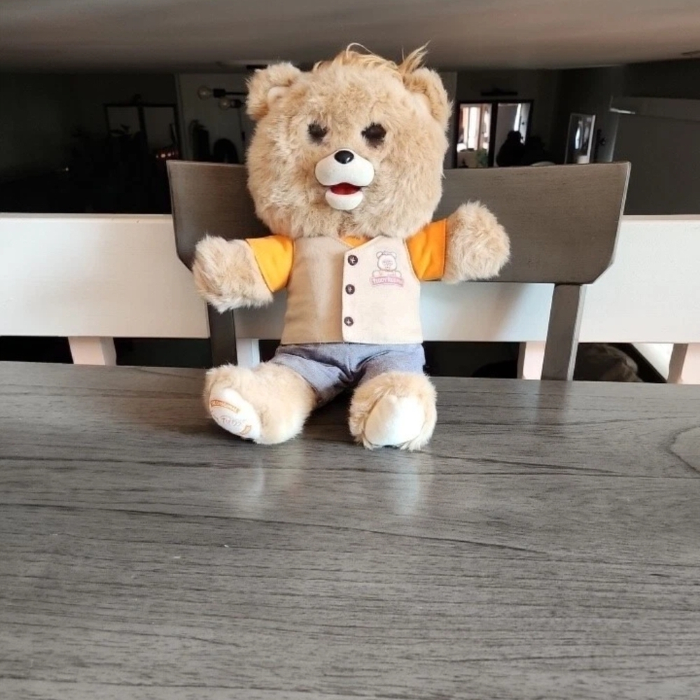 Charming Stuffed Bear with Orange and Cream Outfit